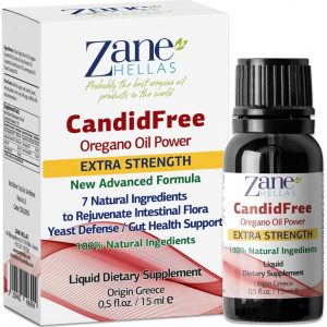 Zdjęcie przedstawia opakowanie CandidFree (poprzednia nazwa Candida Stop) – bardzo skuteczny produkt wykorzystujący moc olejku oregano, z naturalnymi prebiotykami i probiotykami. Opakowanie o pojemności 15 ml.