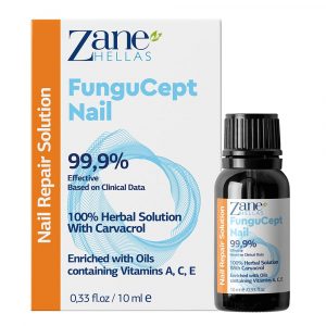 Zdjęcie przedstawia opakowanie FunguCept Nail o pojemności 10 ml - olejek na grzybicę paznokci - dostępny na zanehellas.pl