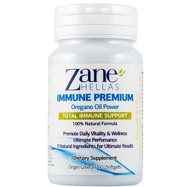 Zdjęcie przedstawia opakowanie kapsułek Immune Premium - odporność i dobre samopoczucie produkcji Zane hellas.